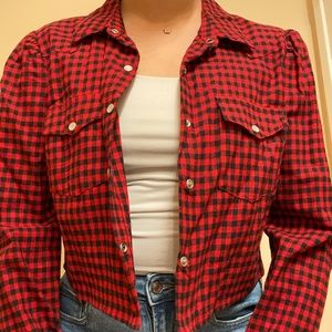 Black and Red Crop Flannel